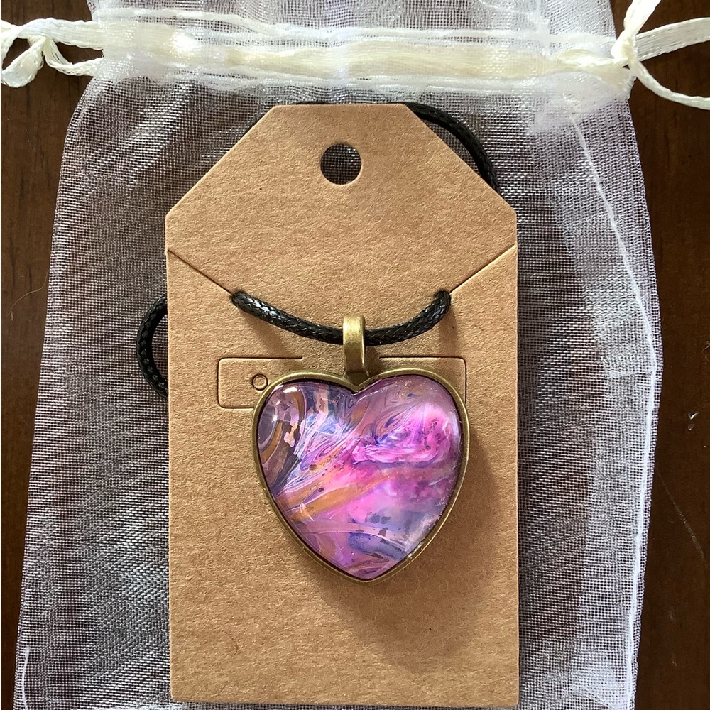 Handmade Acrylic Pour Necklace- Lovely